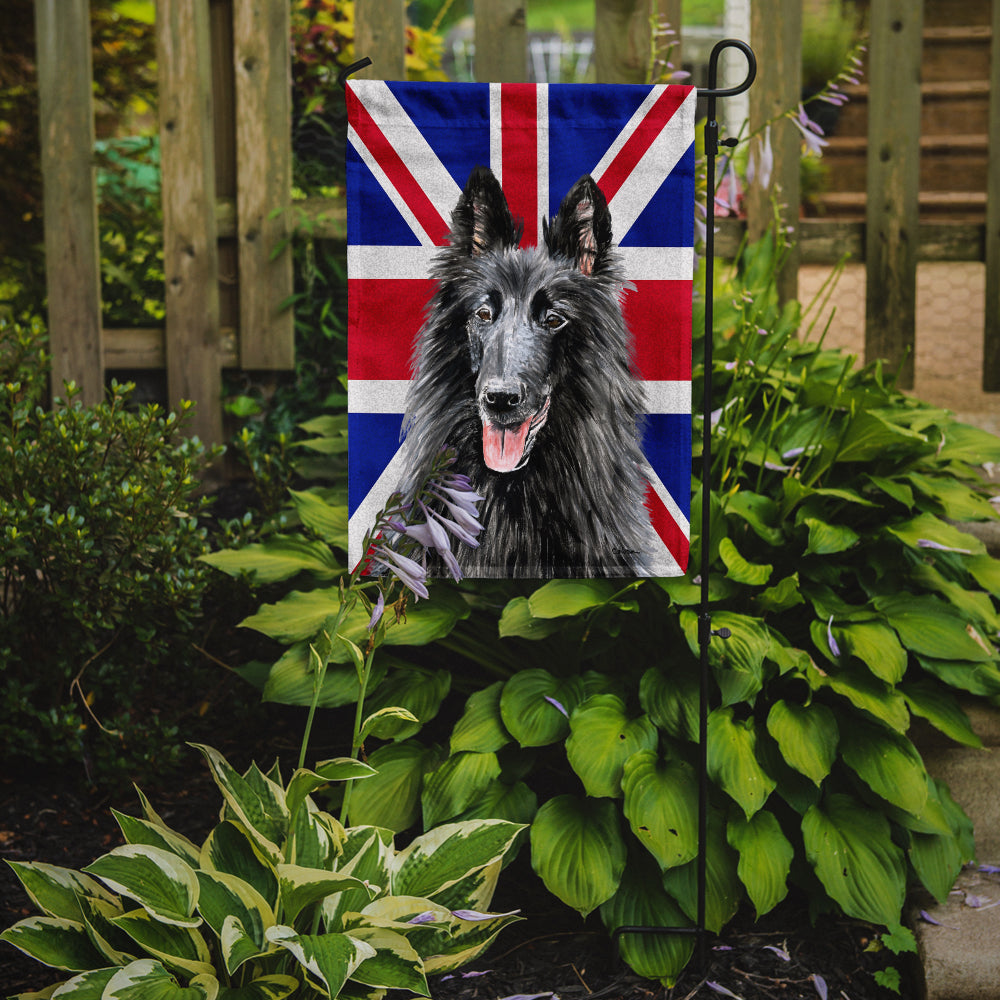 Belgian Sheepdog with English Union Jack British Flag Flag Garden Size SC9855GF  the-store.com.