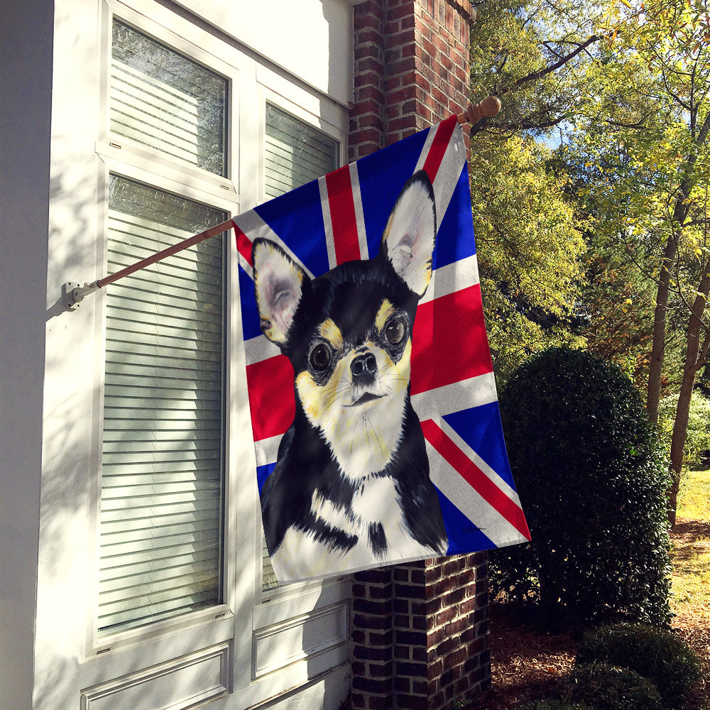 Chihuahua with English Union Jack British Flag Flag Canvas House Size SC9856CHF  the-store.com.