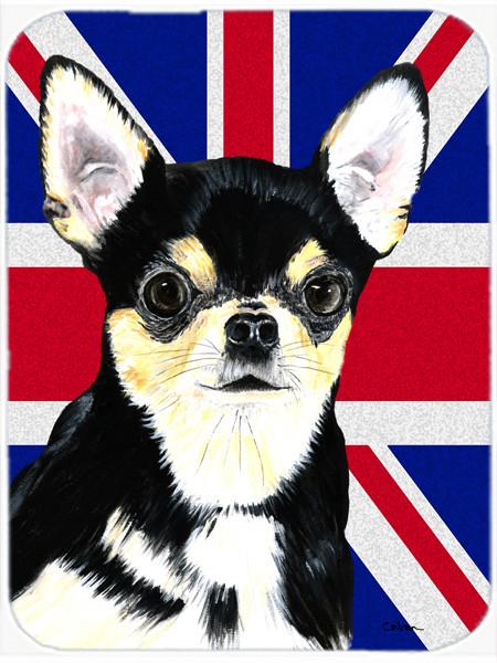 Chihuahua with English Union Jack British Flag Glass Cutting Board Large Size SC9856LCB by Caroline&#39;s Treasures