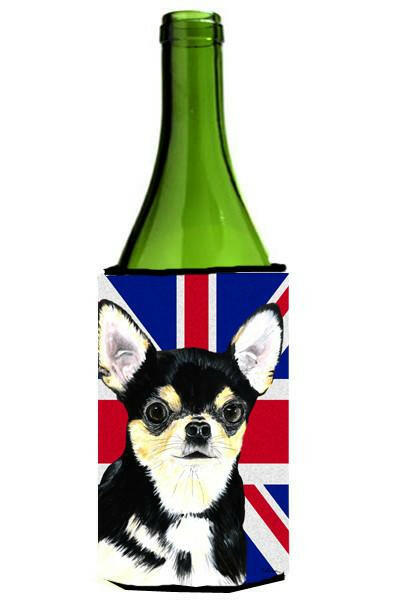 Chihuahua with English Union Jack British Flag Wine Bottle Beverage Insulator Hugger SC9856LITERK by Caroline's Treasures