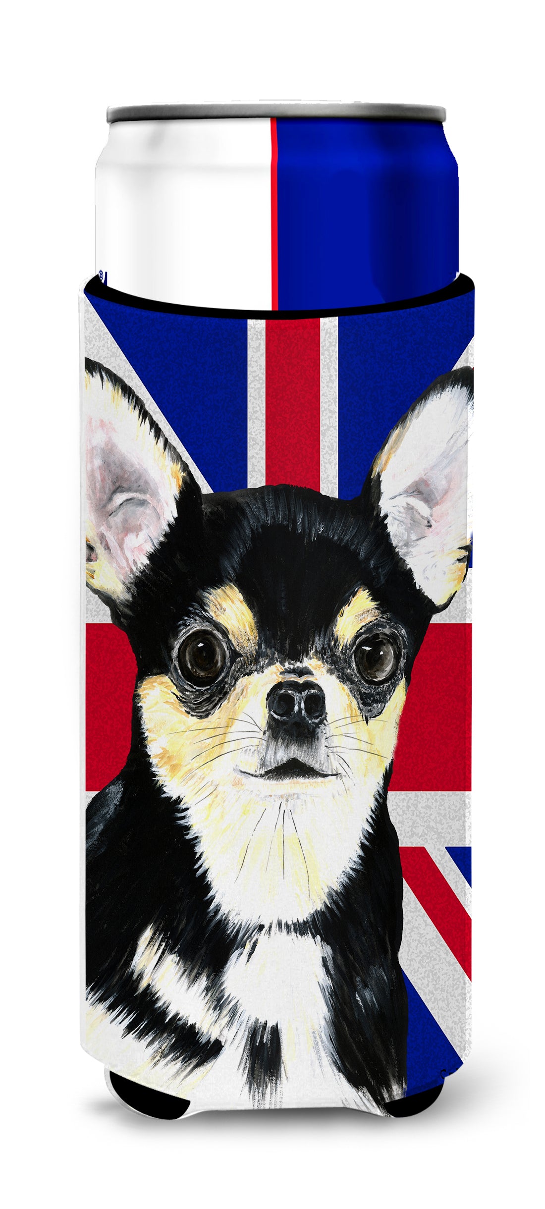 Chihuahua with English Union Jack British Flag Ultra Beverage Insulators for slim cans SC9856MUK