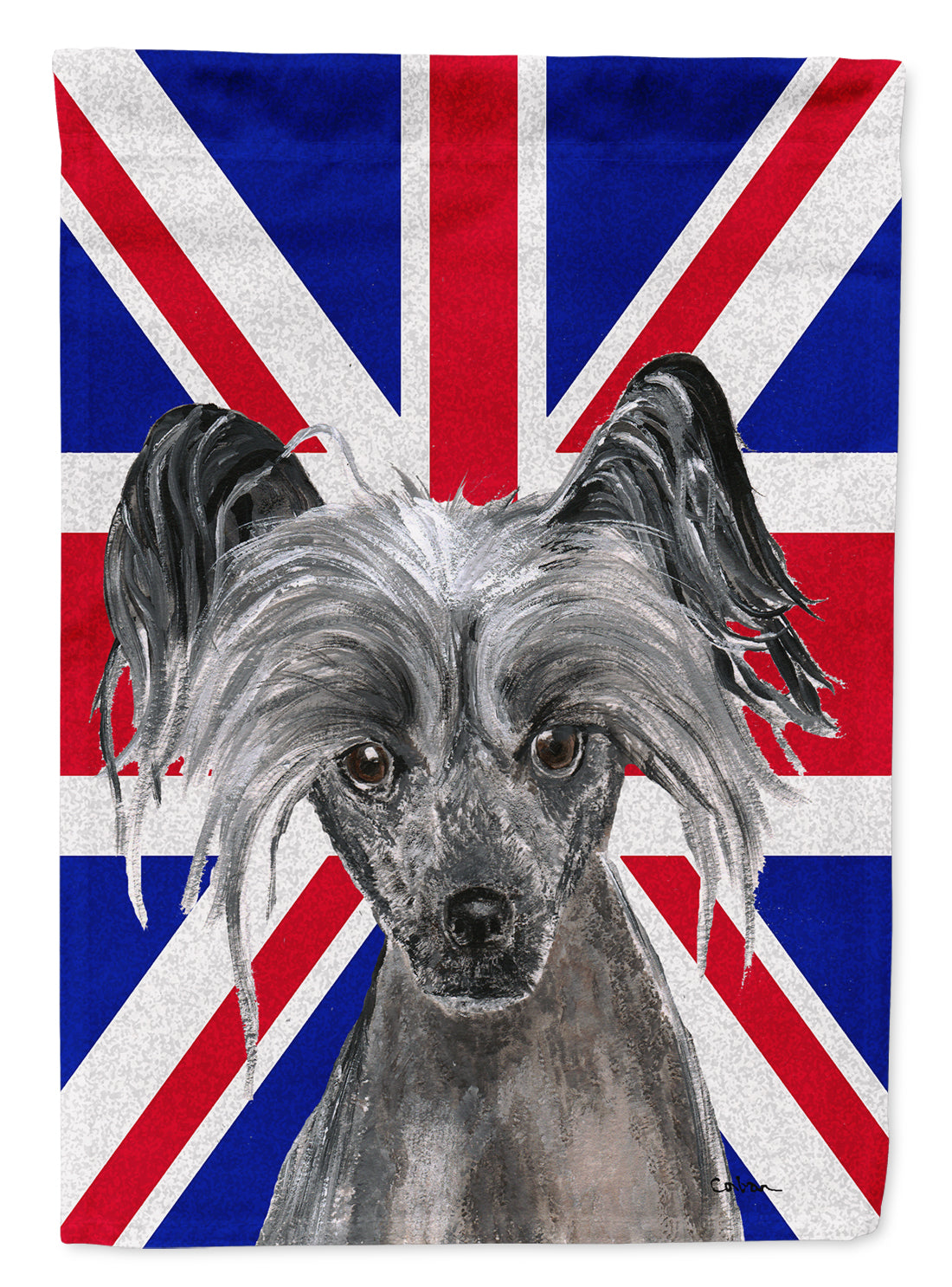 Chinese Crested with English Union Jack British Flag Flag Canvas House Size SC9857CHF