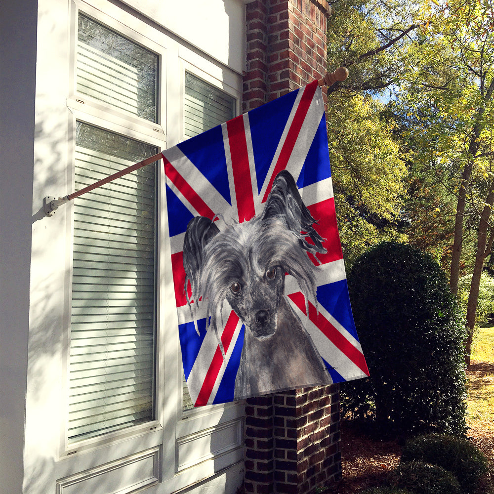 Chinese Crested with English Union Jack British Flag Flag Canvas House Size SC9857CHF  the-store.com.