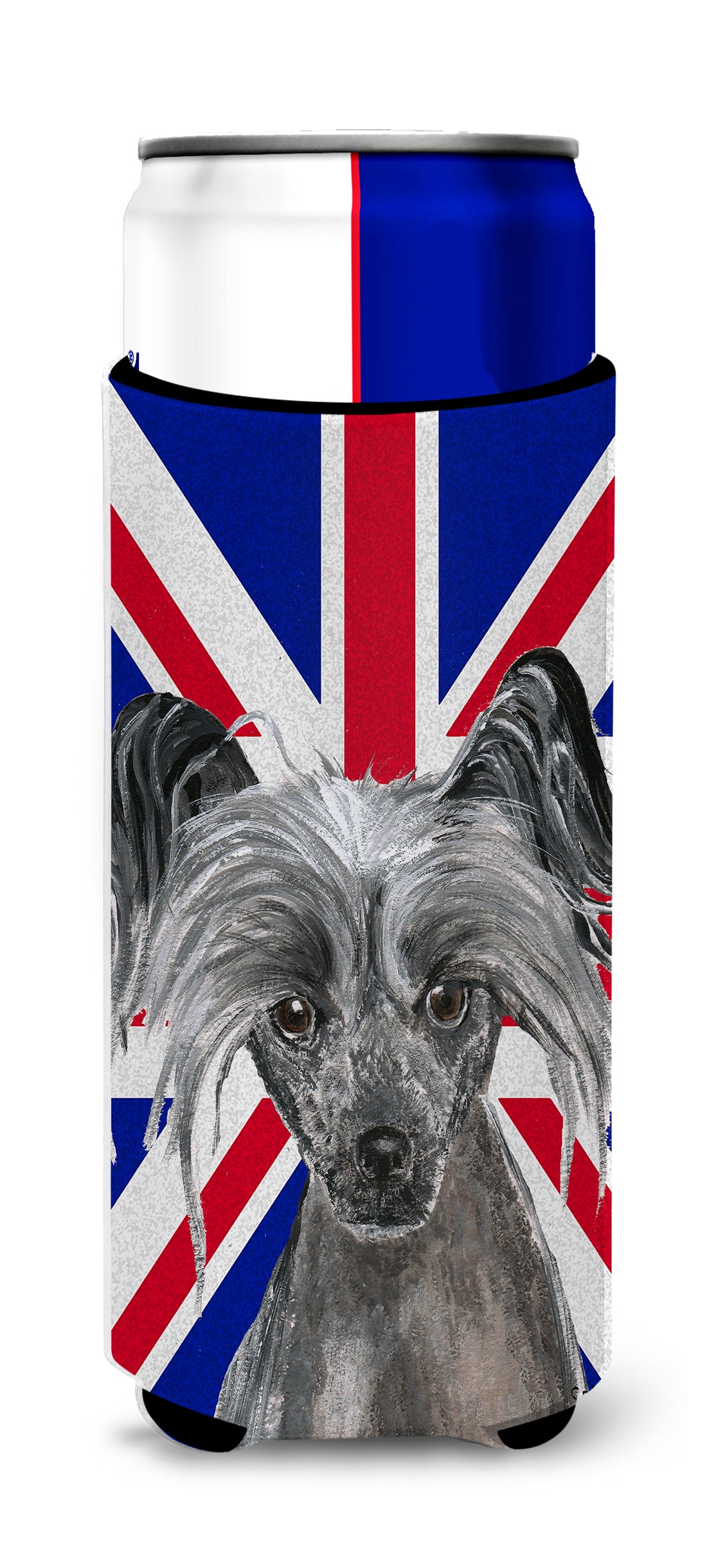 Chinese Crested with English Union Jack British Flag Ultra Beverage Insulators for slim cans SC9857MUK