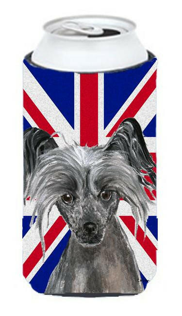 Chinese Crested with English Union Jack British Flag Tall Boy Beverage Insulator Hugger SC9857TBC by Caroline&#39;s Treasures