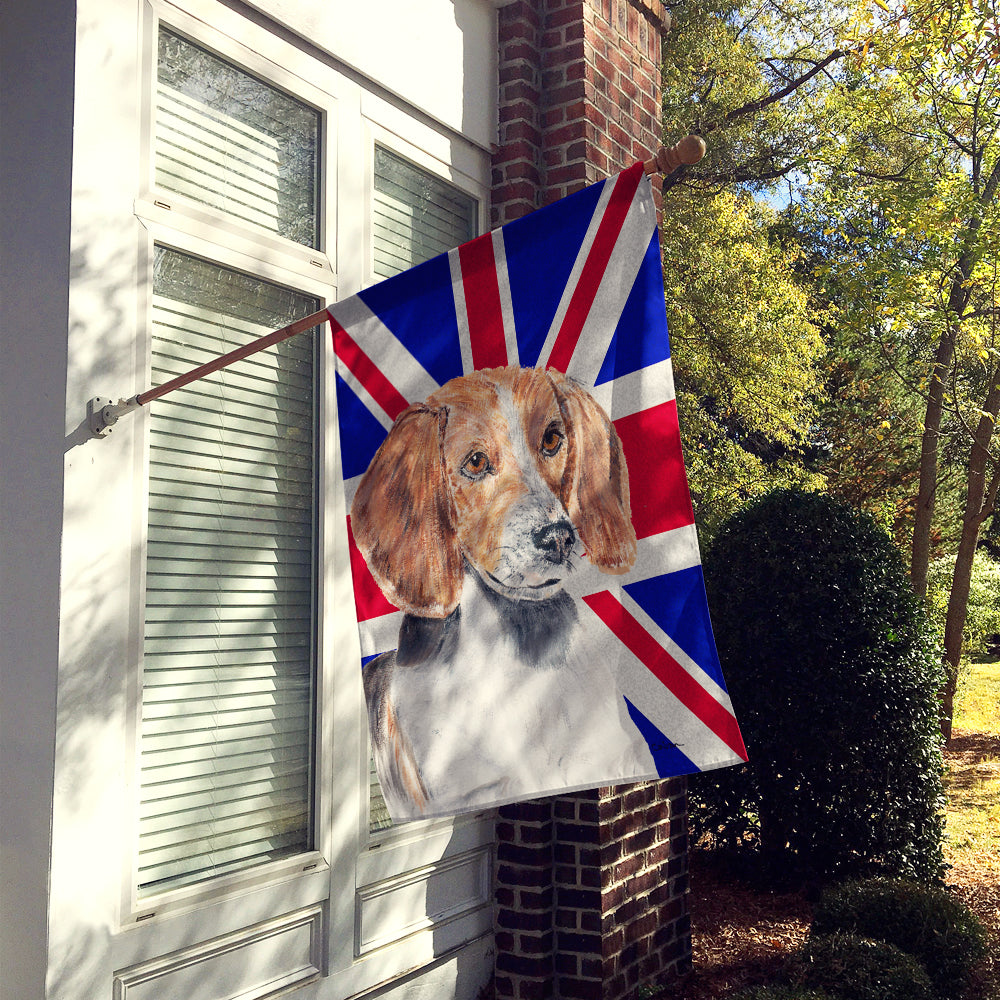 English Foxhound with English Union Jack British Flag Flag Canvas House Size SC9858CHF  the-store.com.