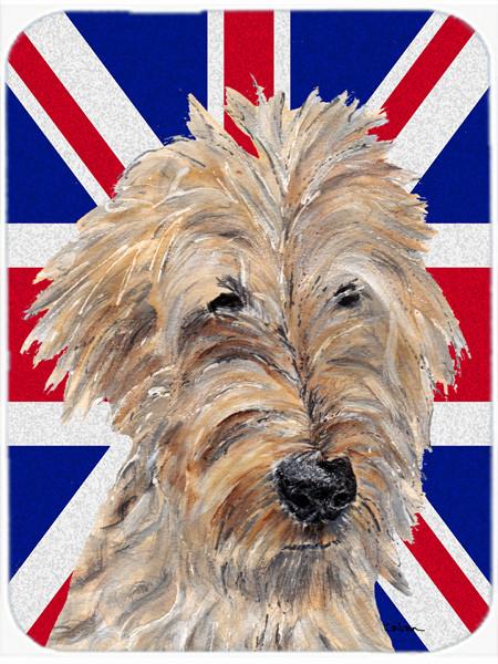 Golden Doodle with English Union Jack British Flag Glass Cutting Board Large Size SC9859LCB by Caroline&#39;s Treasures