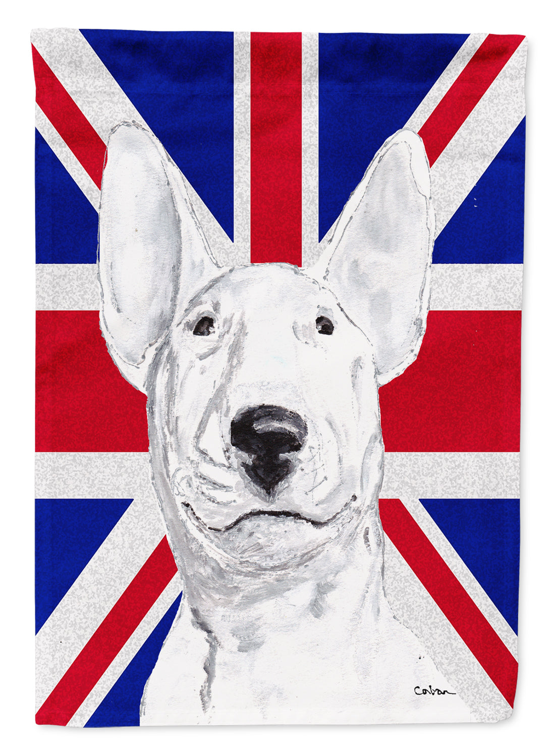 Bull Terrier with English Union Jack British Flag Flag Canvas House Size SC9860CHF