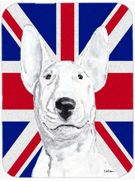Bull Terrier with English Union Jack British Flag Glass Cutting Board Large Size SC9860LCB by Caroline&#39;s Treasures