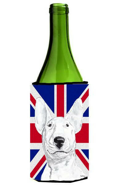Bull Terrier with English Union Jack British Flag Wine Bottle Beverage Insulator Hugger SC9860LITERK by Caroline's Treasures