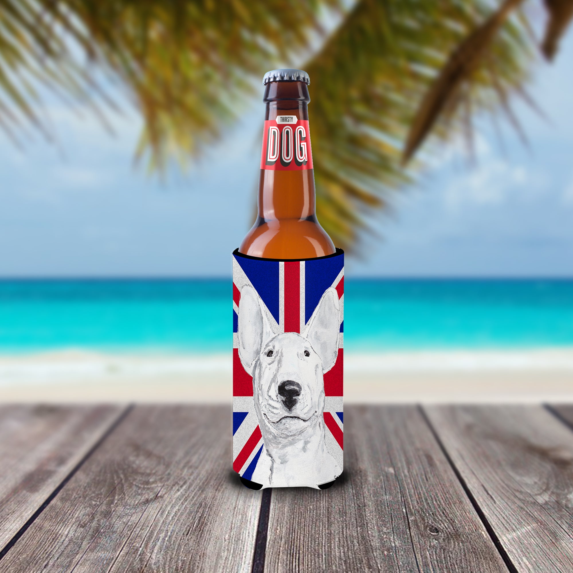 Bull Terrier with English Union Jack British Flag Ultra Beverage Insulators for slim cans SC9860MUK.