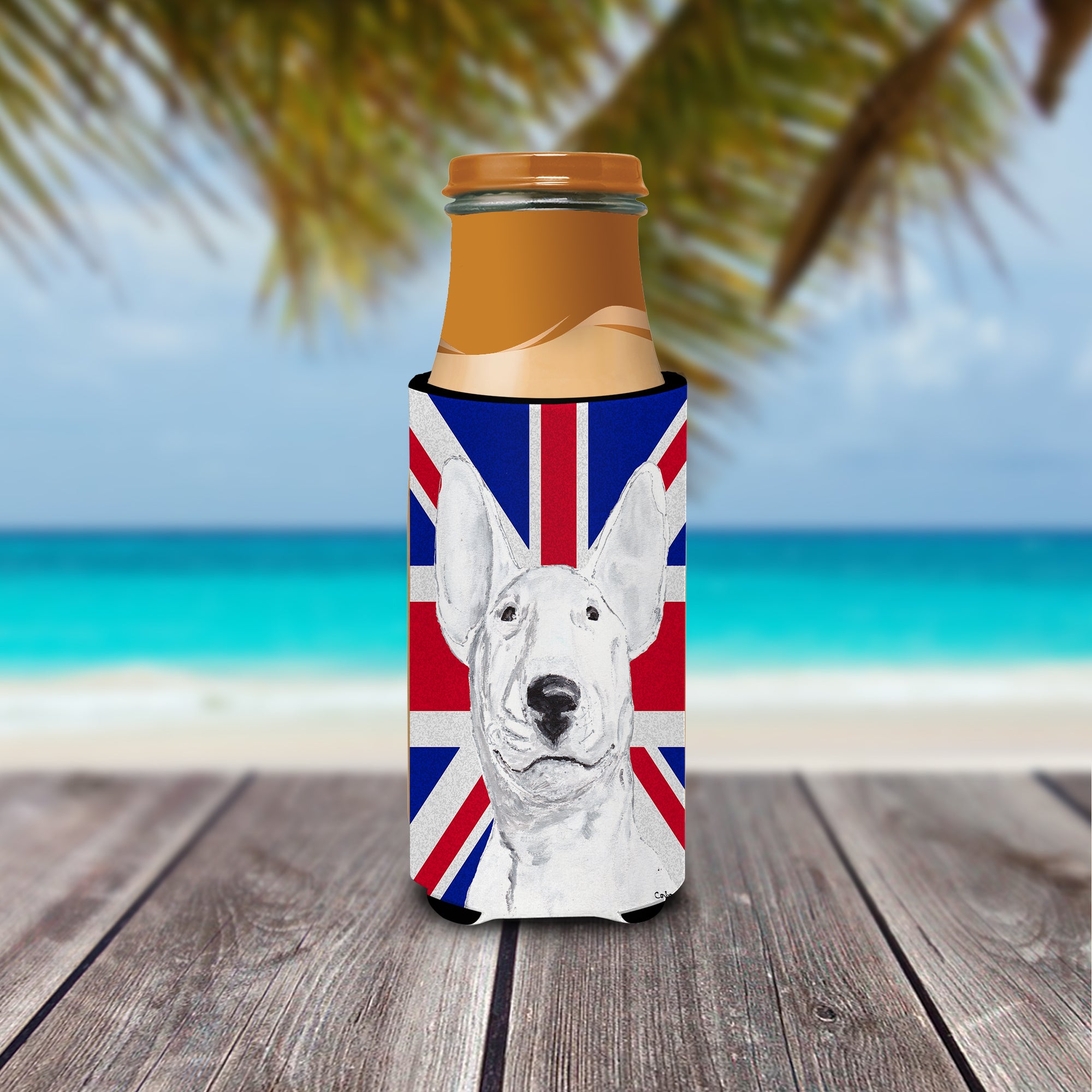 Bull Terrier with English Union Jack British Flag Ultra Beverage Insulators for slim cans SC9860MUK