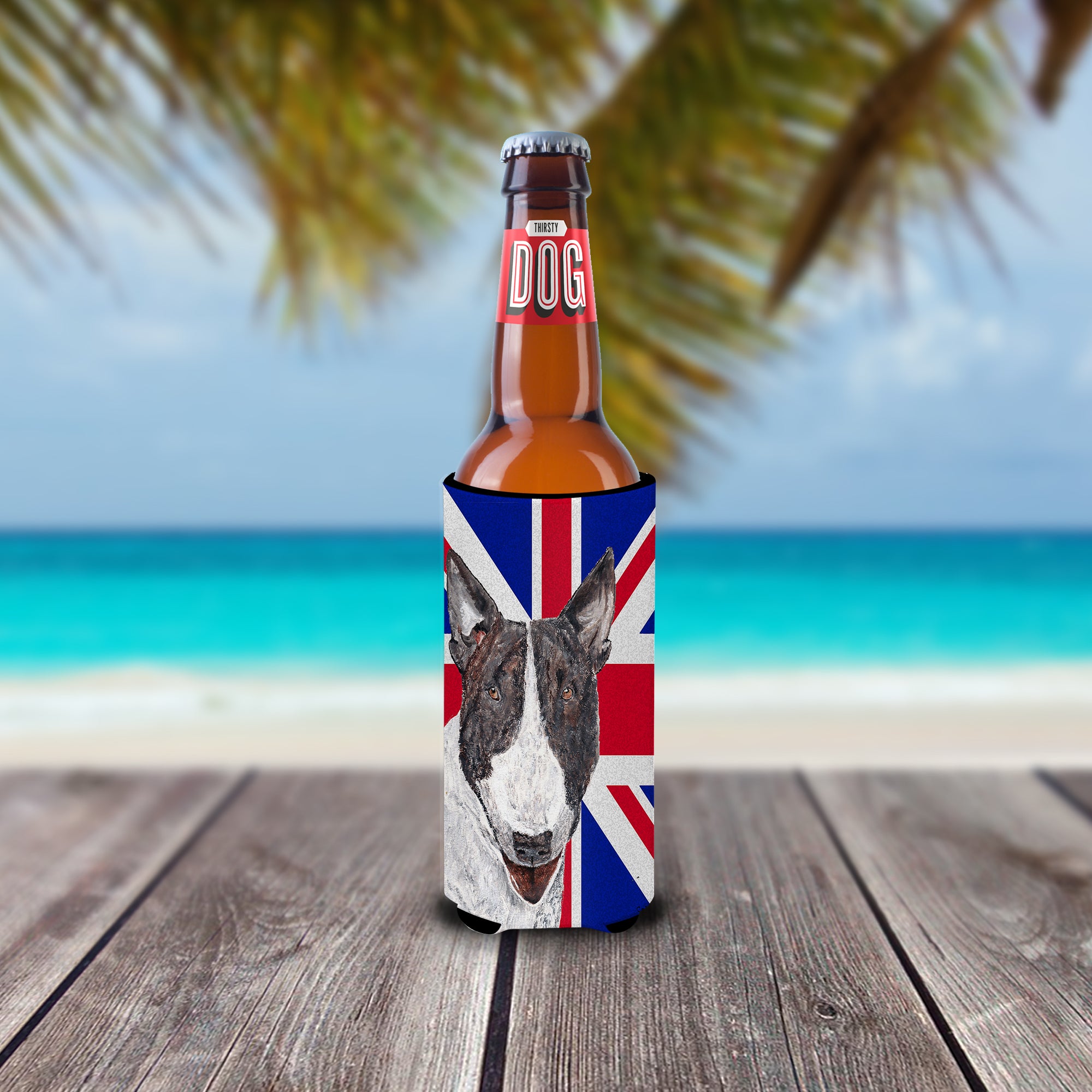 Bull Terrier with Engish Union Jack British Flag Ultra Beverage Insulators for slim cans SC9861MUK