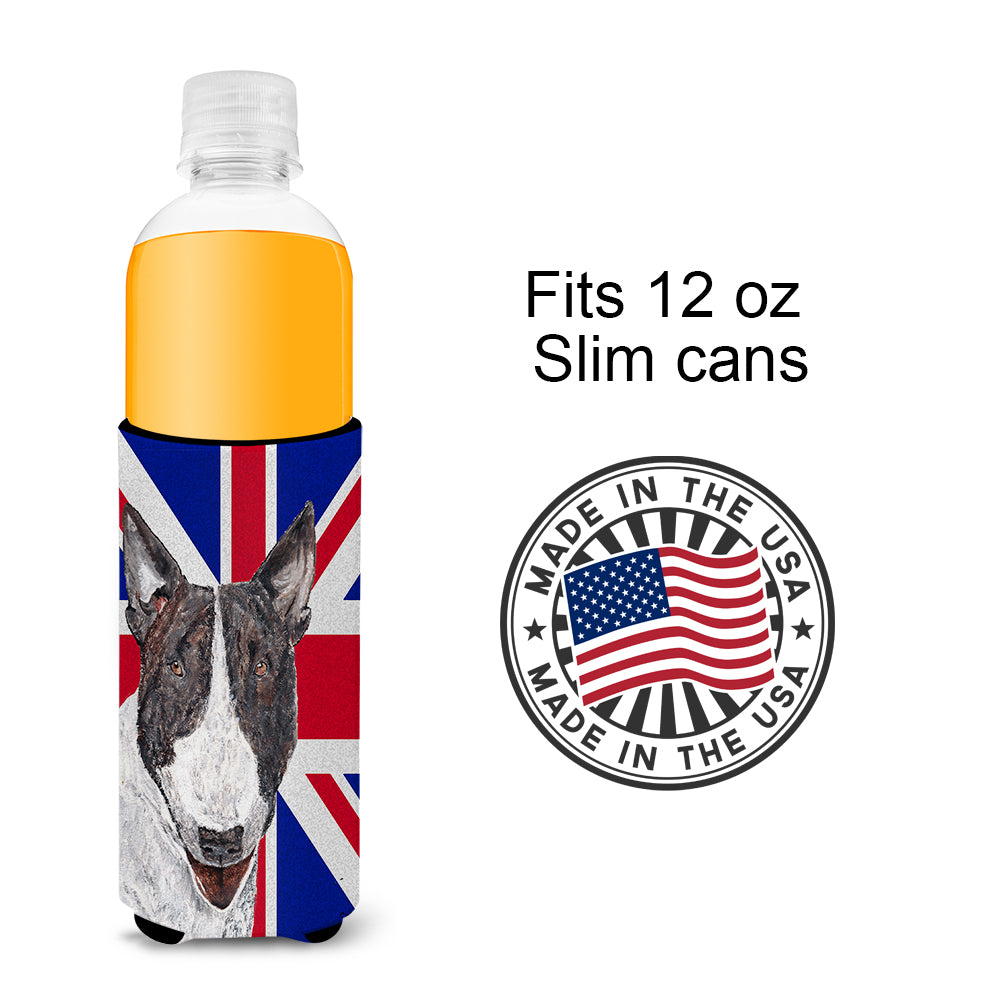 Bull Terrier with Engish Union Jack British Flag Ultra Beverage Insulators for slim cans SC9861MUK.