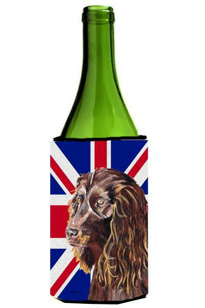Boykin Spaniel with Engish Union Jack British Flag Wine Bottle Beverage Insulator Hugger SC9862LITERK by Caroline&#39;s Treasures