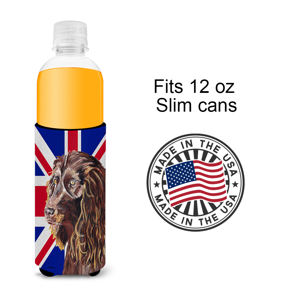 Boykin Spaniel with Engish Union Jack British Flag Ultra Beverage Insulators for slim cans SC9862MUK.