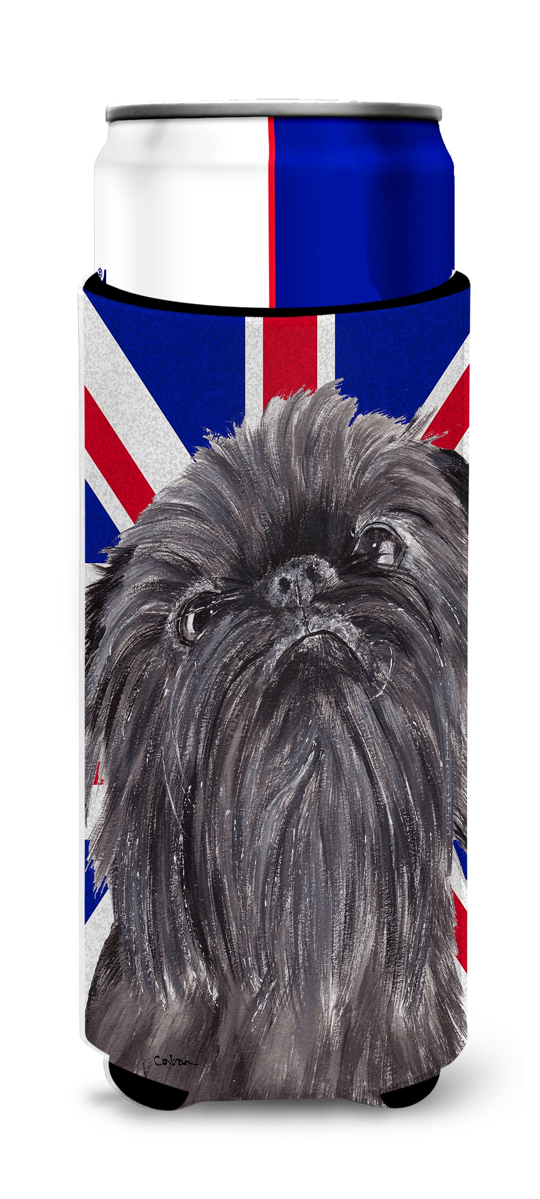 Brussels Griffon with Engish Union Jack British Flag Ultra Beverage Insulators for slim cans SC9863MUK.