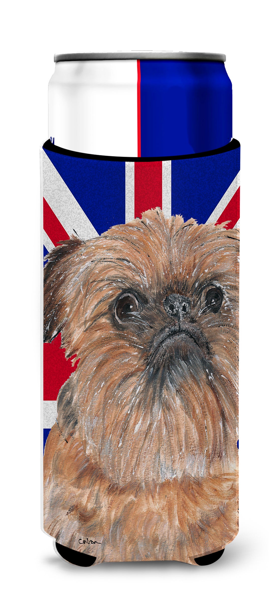 Brussels Griffon with Engish Union Jack British Flag Ultra Beverage Insulators for slim cans SC9864MUK