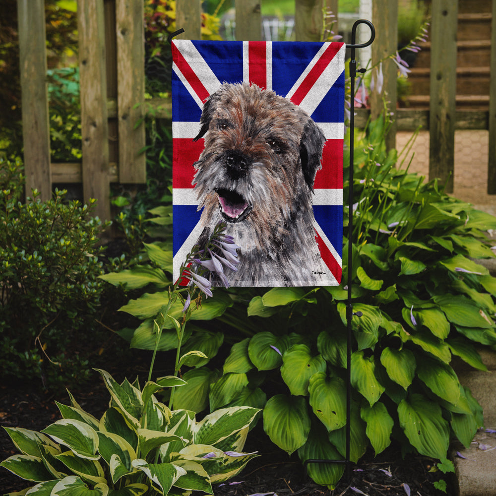 Border Terrier with Engish Union Jack British Flag Flag Garden Size SC9865GF  the-store.com.