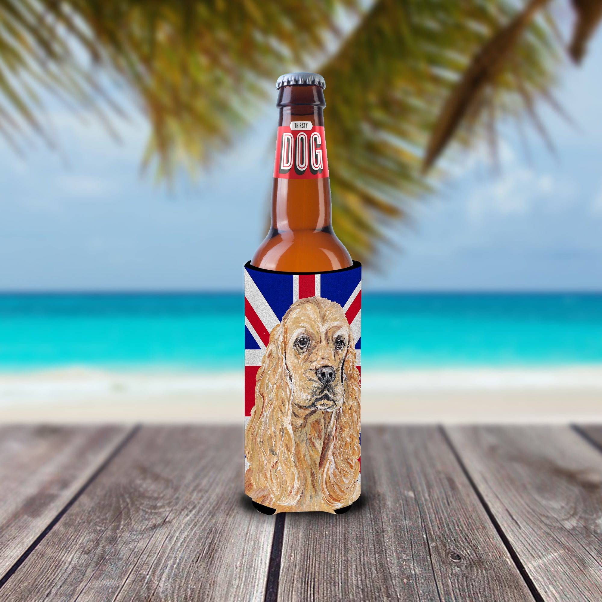 Buff Cocker Spaniel with Engish Union Jack British Flag Ultra Beverage Insulators for slim cans SC9866MUK