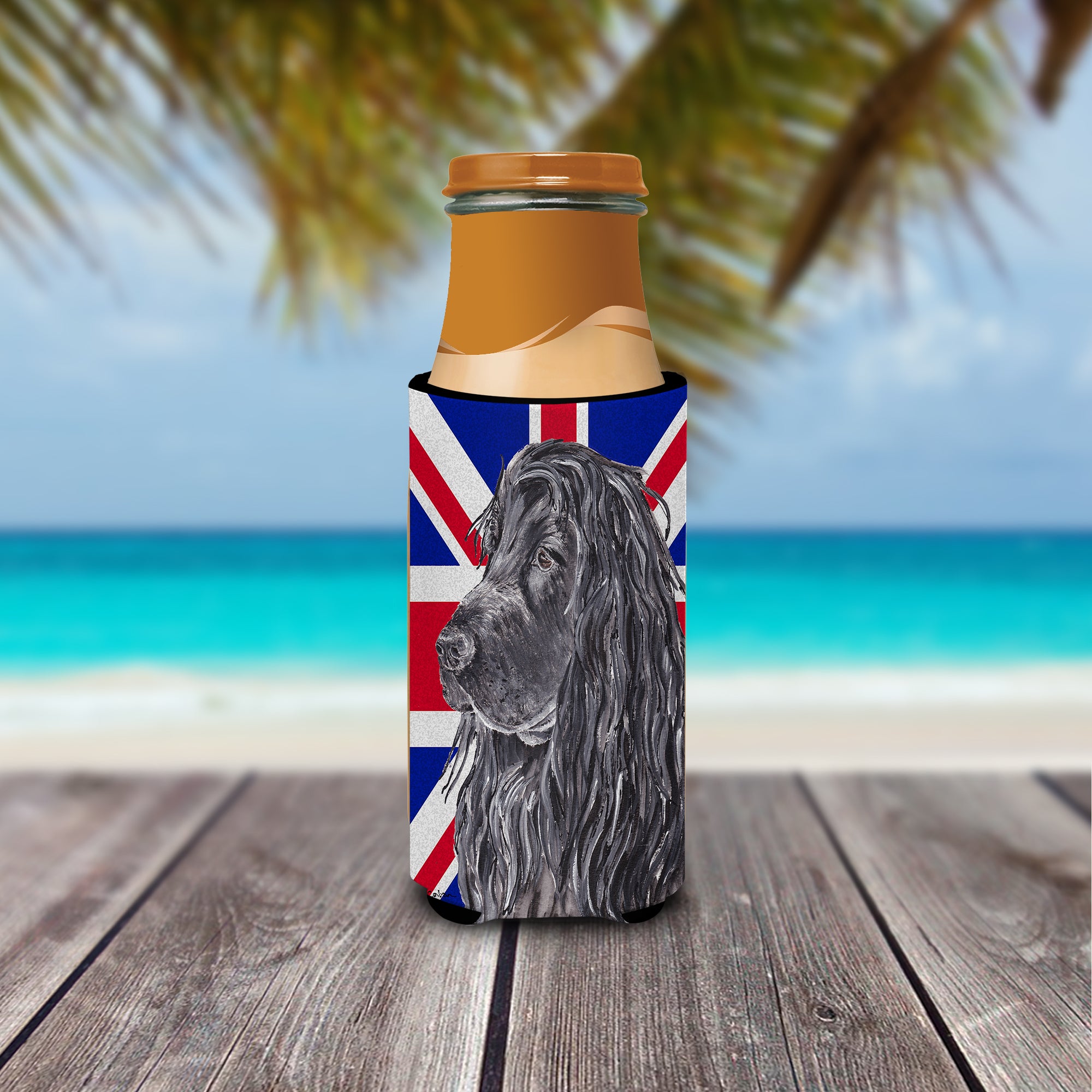 Black Cocker Spaniel with Engish Union Jack British Flag Ultra Beverage Insulators for slim cans SC9867MUK