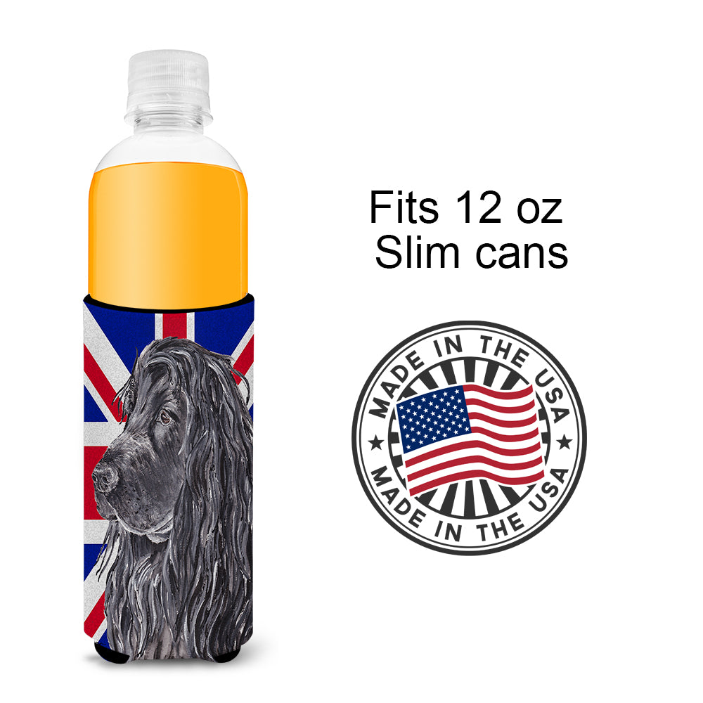 Black Cocker Spaniel with Engish Union Jack British Flag Ultra Beverage Insulators for slim cans SC9867MUK