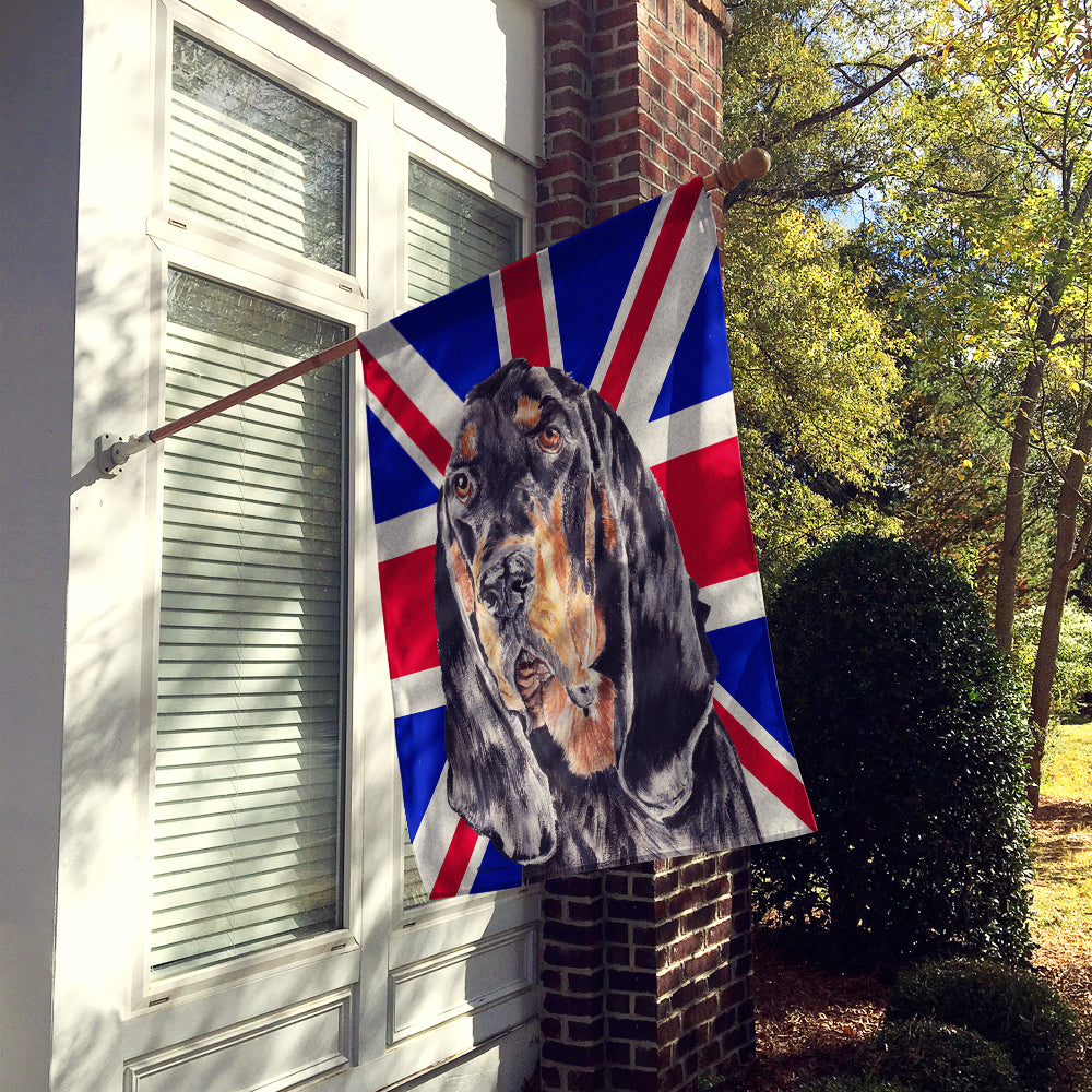 Black and Tan Coonhound with Engish Union Jack British Flag Flag Canvas House Size SC9869CHF
