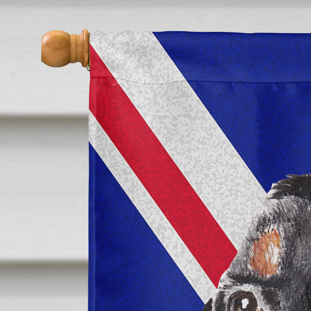 Black and Tan Coonhound with Engish Union Jack British Flag Flag Canvas House Size SC9869CHF  the-store.com.