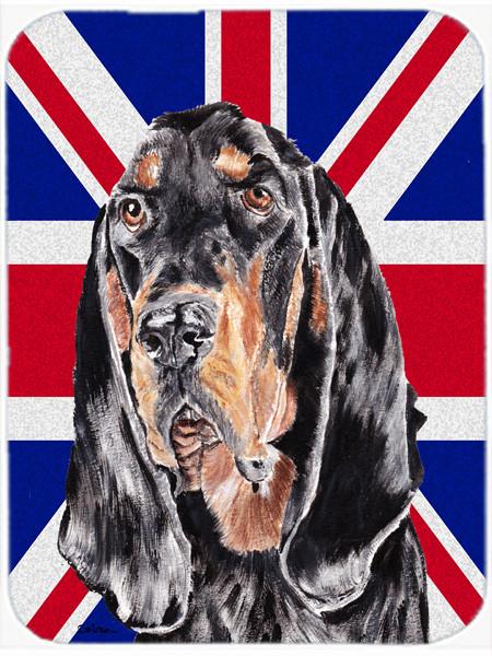 Black and Tan Coonhound with Engish Union Jack British Flag Glass Cutting Board Large Size SC9869LCB by Caroline&#39;s Treasures