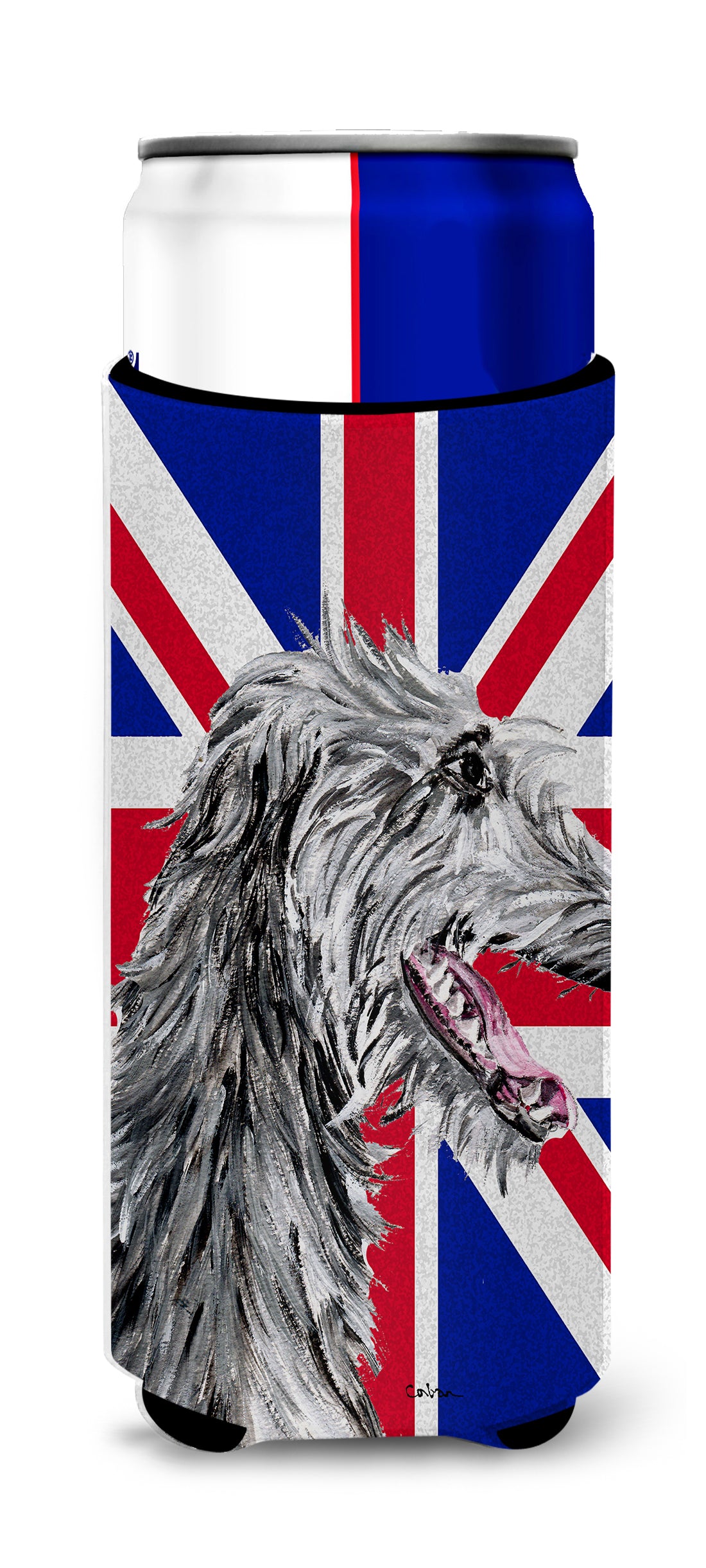 Scottish Deerhound with English Union Jack British Flag Ultra Beverage Insulators for slim cans SC9871MUK