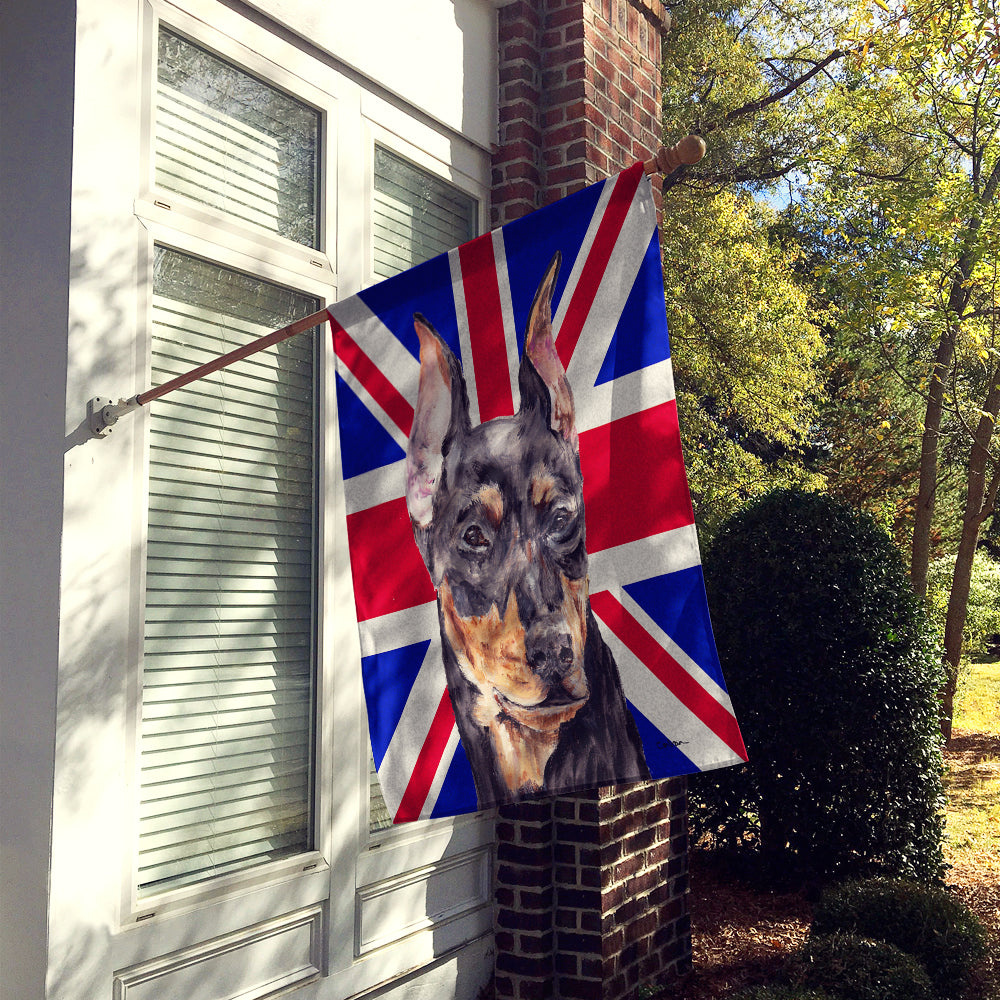 German Pinscher with English Union Jack British Flag Flag Canvas House Size SC9872CHF