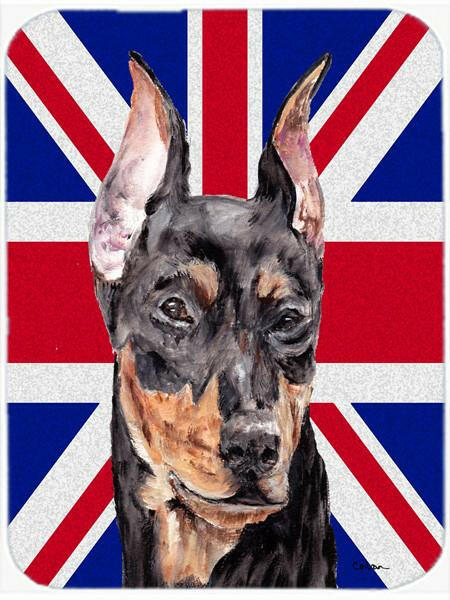 German Pinscher with English Union Jack British Flag Glass Cutting Board Large Size SC9872LCB by Caroline&#39;s Treasures