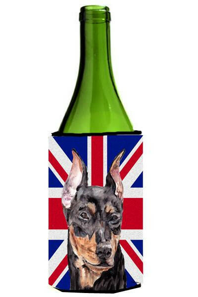 German Pinscher with English Union Jack British Flag Wine Bottle Beverage Insulator Hugger SC9872LITERK by Caroline&#39;s Treasures