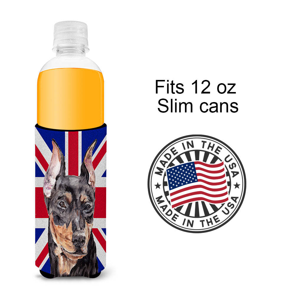 German Pinscher with English Union Jack British Flag Ultra Beverage Insulators for slim cans SC9872MUK