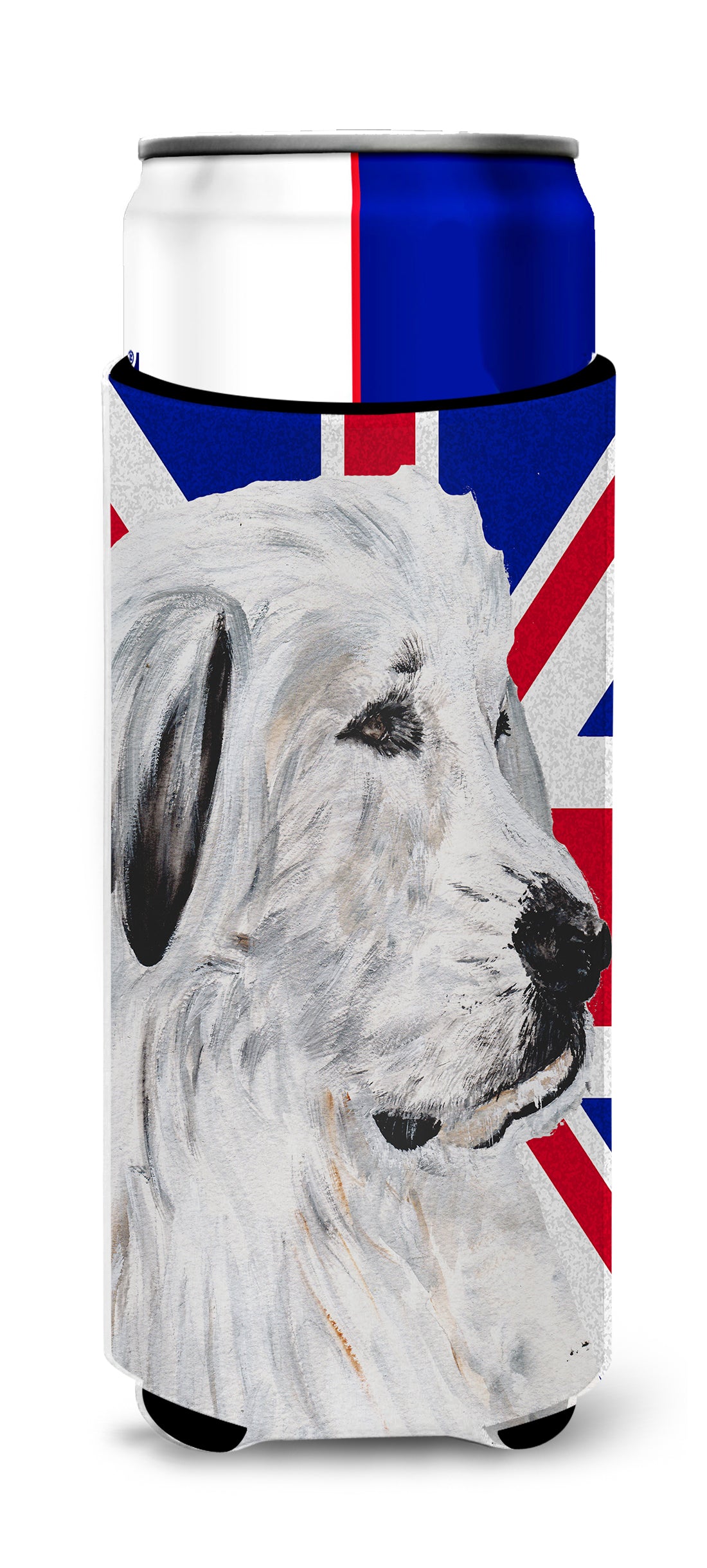 Great Pyrenees with English Union Jack British Flag Ultra Beverage Insulators for slim cans SC9873MUK