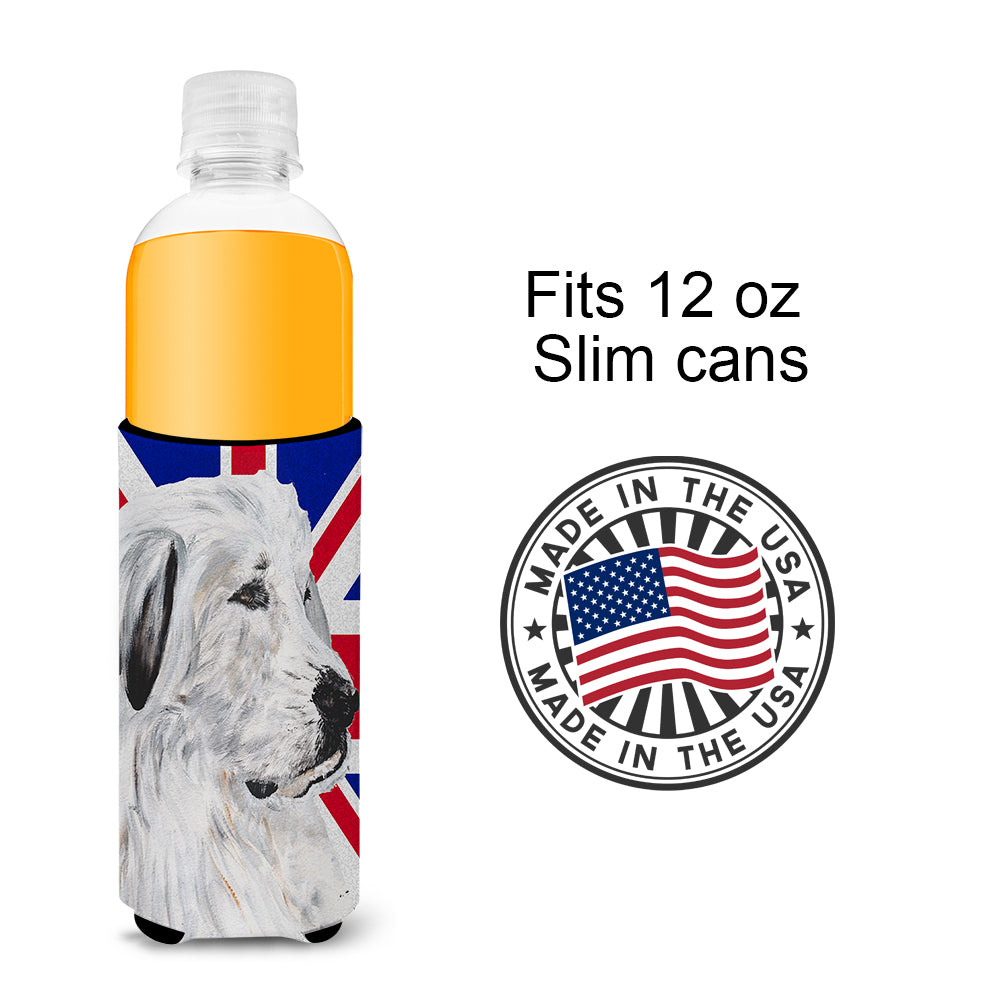 Great Pyrenees with English Union Jack British Flag Ultra Beverage Insulators for slim cans SC9873MUK.