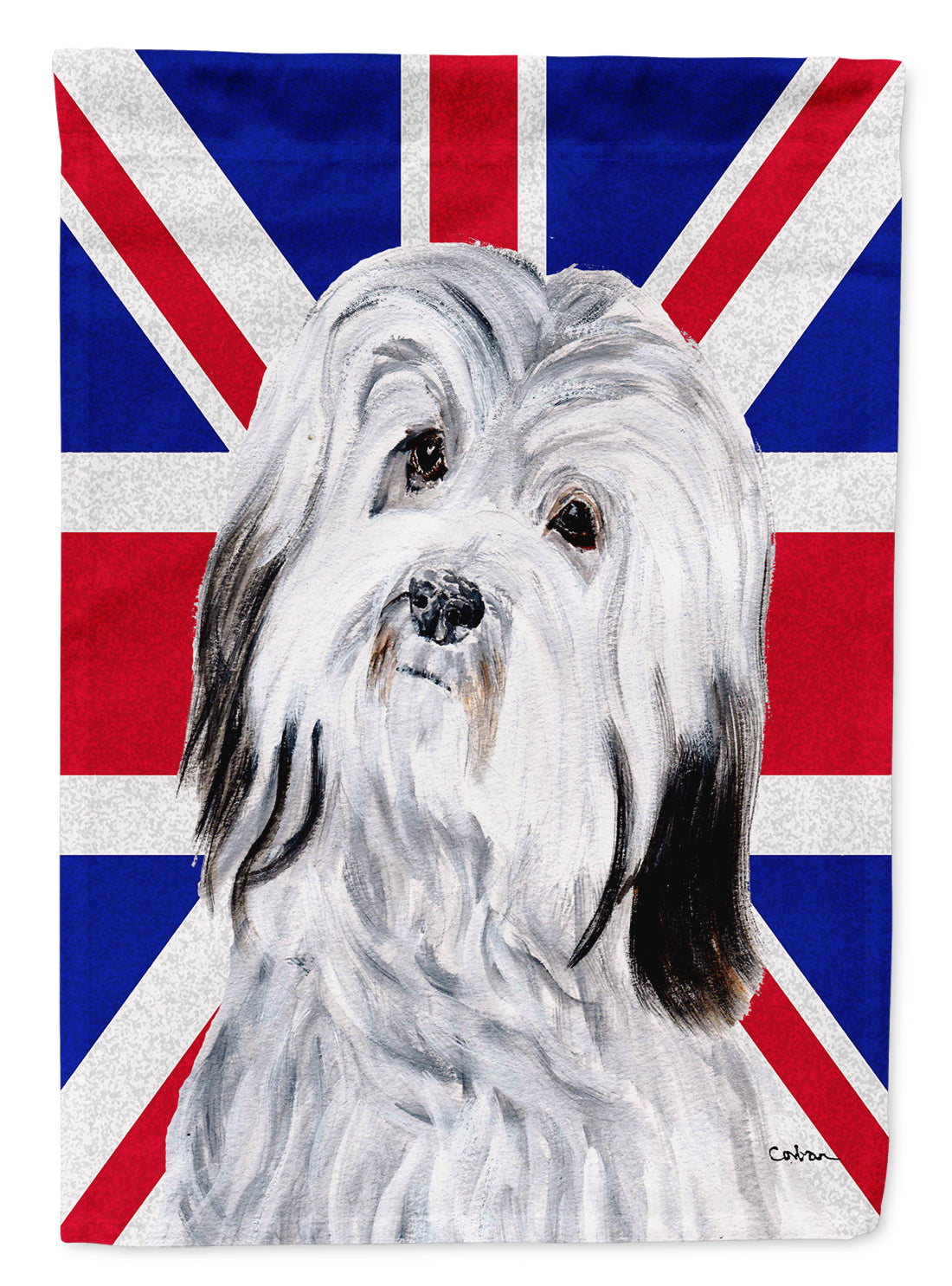 Havanese with English Union Jack British Flag Flag Canvas House Size SC9874CHF  the-store.com.