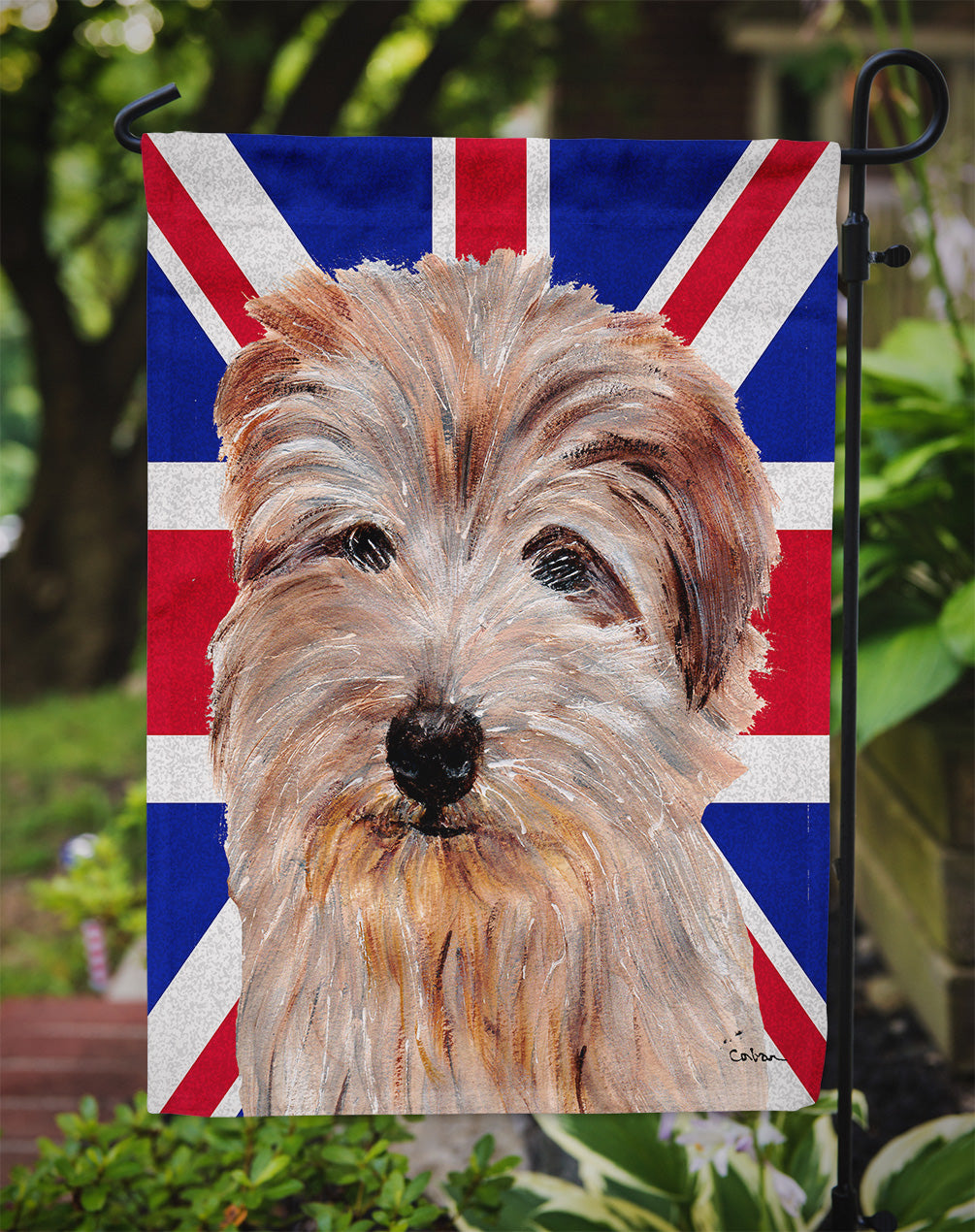 Norfolk Terrier with English Union Jack British Flag Flag Garden Size SC9875GF  the-store.com.