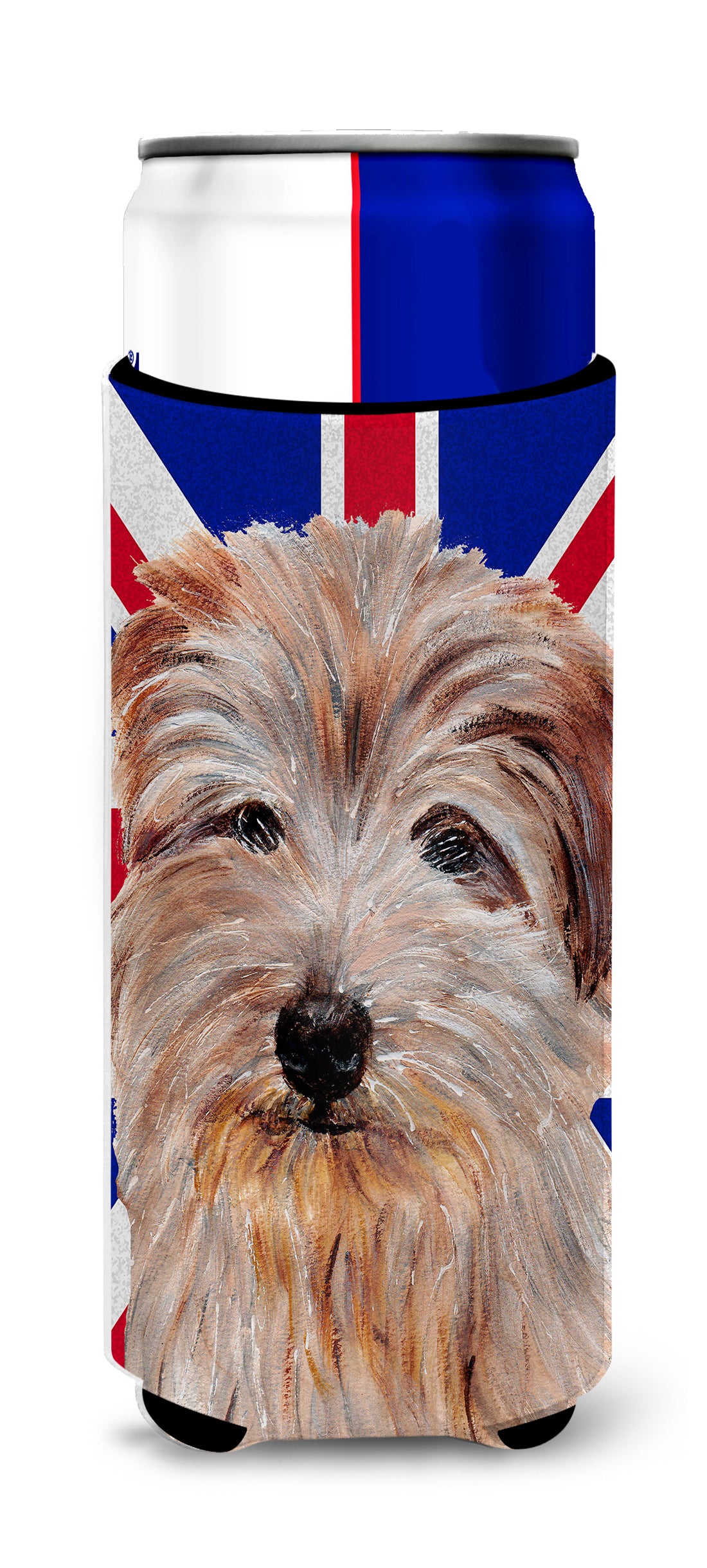 Norfolk Terrier with English Union Jack British Flag Ultra Beverage Insulators for slim cans SC9875MUK.