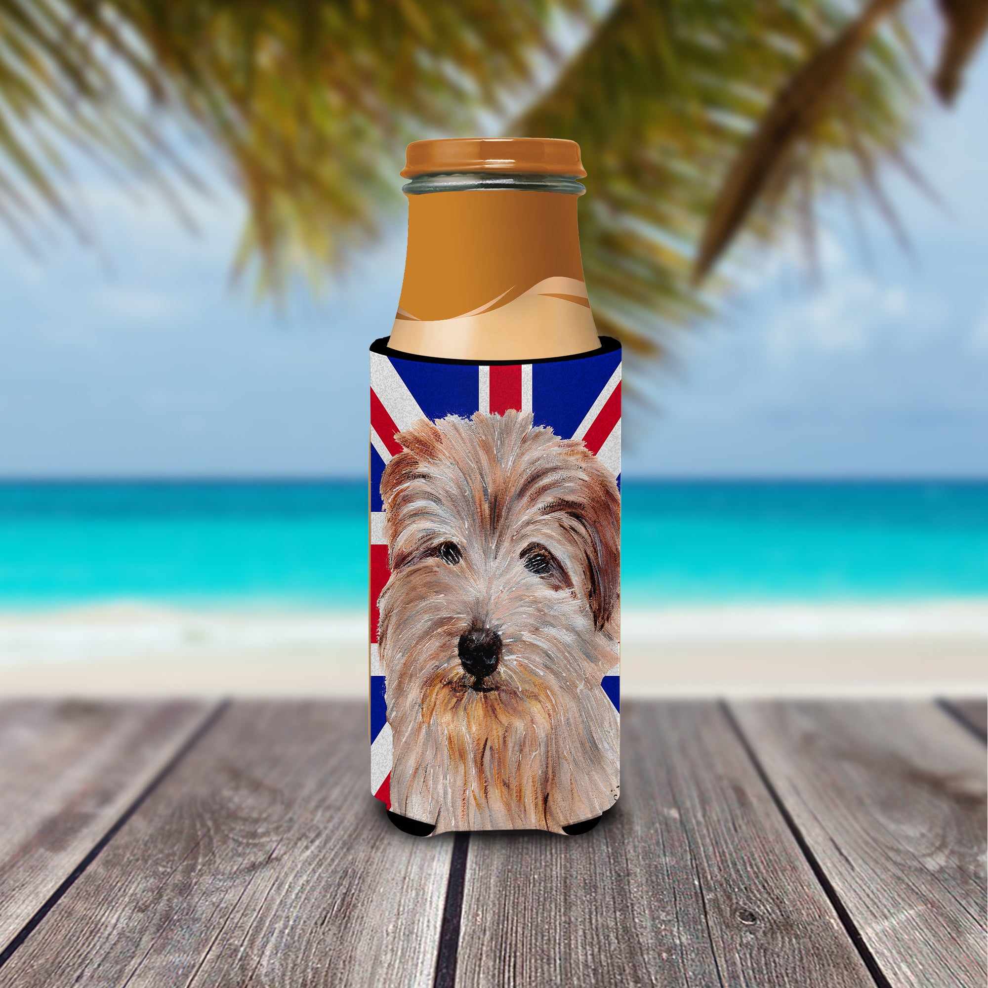 Norfolk Terrier with English Union Jack British Flag Ultra Beverage Insulators for slim cans SC9875MUK.