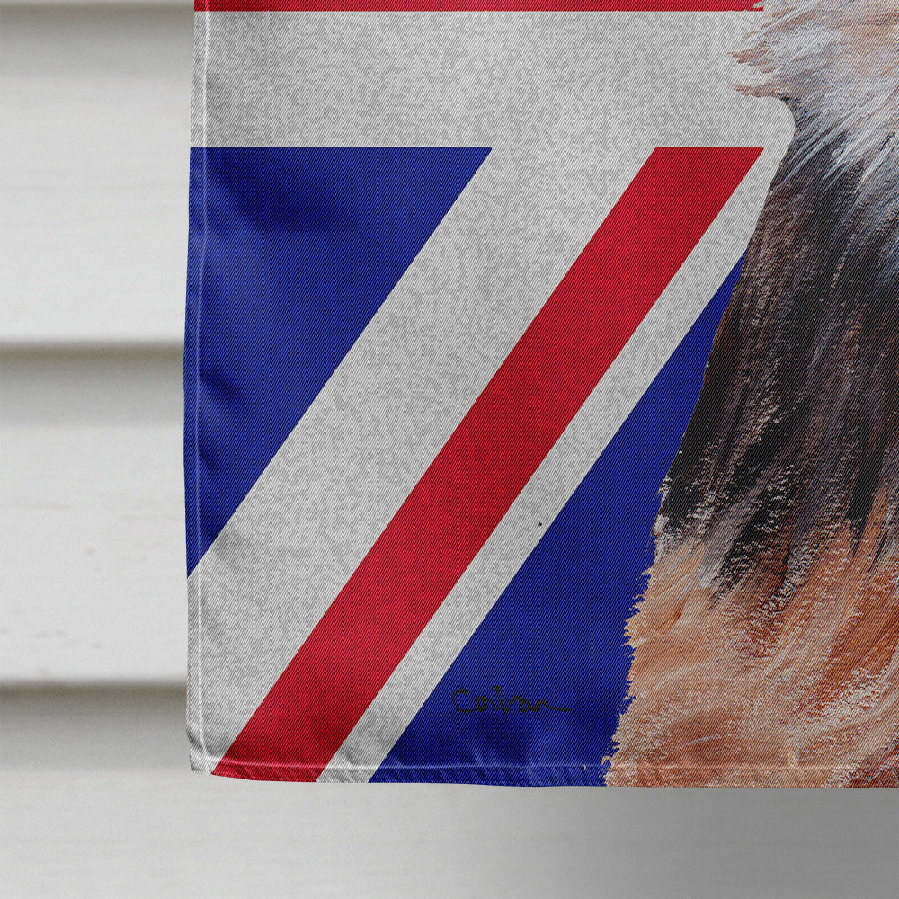 Norfolk Terrier Puppy with English Union Jack British Flag Flag Canvas House Size SC9876CHF  the-store.com.