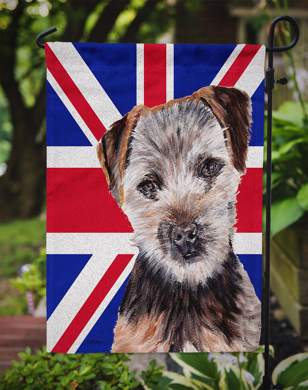 Norfolk Terrier Puppy with English Union Jack British Flag Flag Garden Size SC9876GF