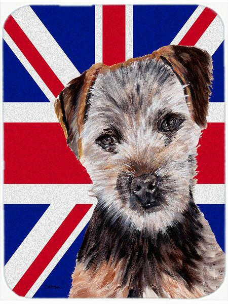 Norfolk Terrier Puppy with English Union Jack British Flag Glass Cutting Board Large Size SC9876LCB by Caroline&#39;s Treasures