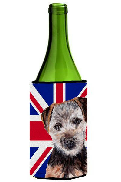 Norfolk Terrier Puppy with English Union Jack British Flag Wine Bottle Beverage Insulator Hugger SC9876LITERK by Caroline&#39;s Treasures