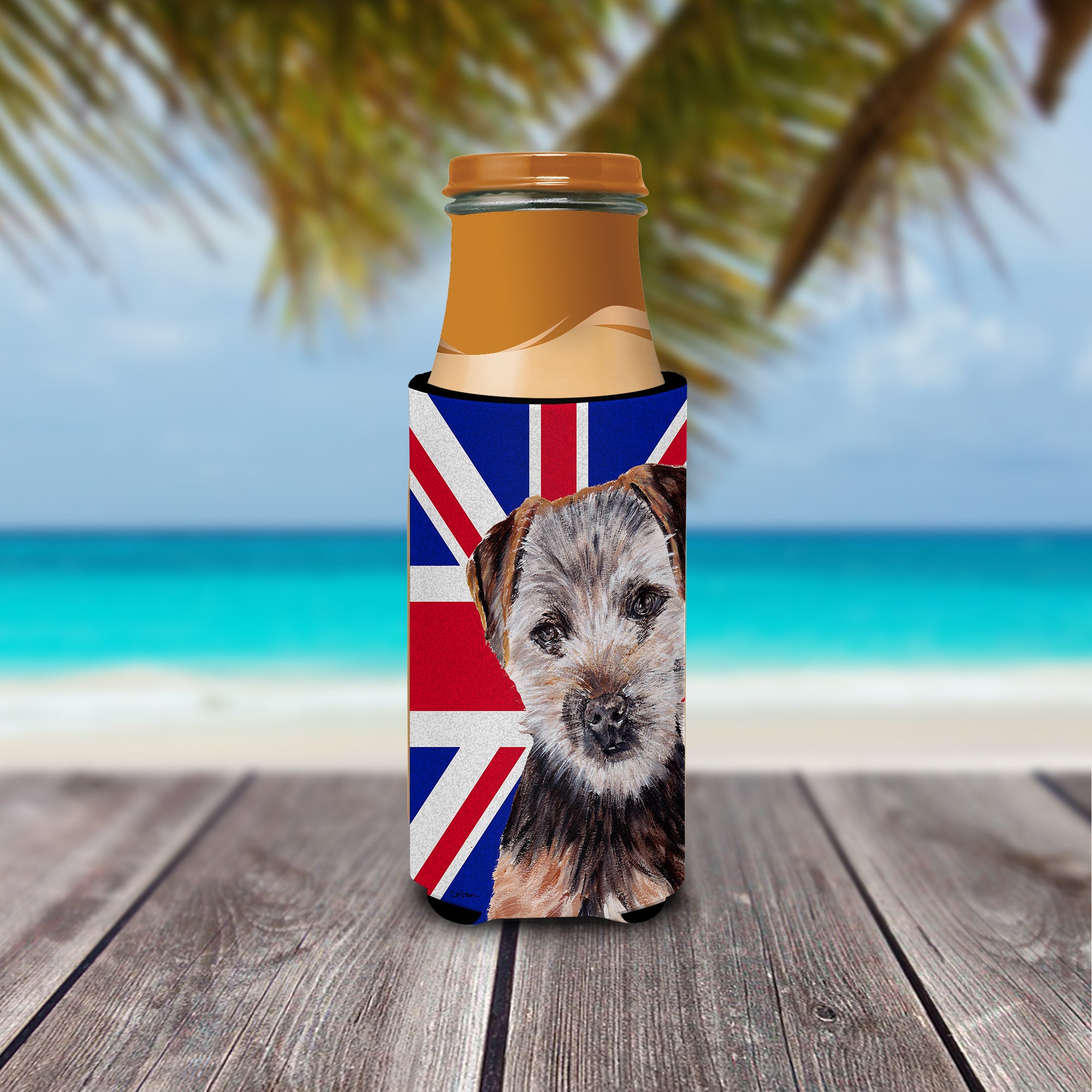 Norfolk Terrier Puppy with English Union Jack British Flag Ultra Beverage Insulators for slim cans SC9876MUK.