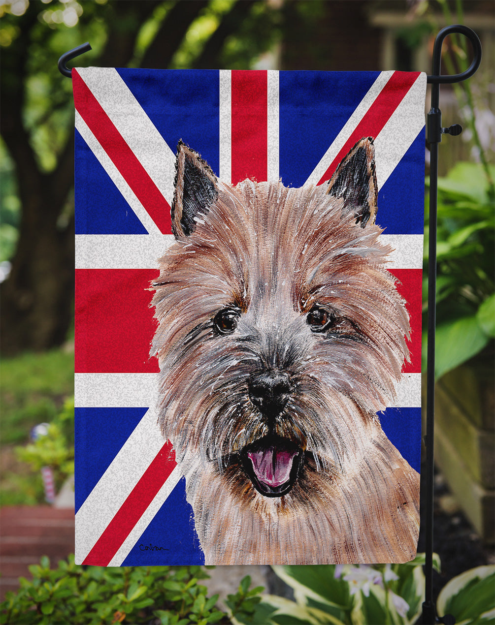Norwich Terrier with English Union Jack British Flag Flag Garden Size  the-store.com.