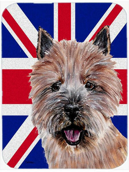 Norwich Terrier with English Union Jack British Flag Glass Cutting Board Large Size SC9877LCB by Caroline&#39;s Treasures