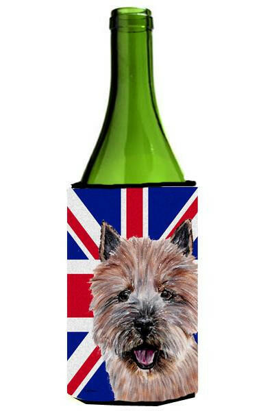 Norwich Terrier with English Union Jack British Flag Wine Bottle Beverage Insulator Hugger SC9877LITERK by Caroline&#39;s Treasures