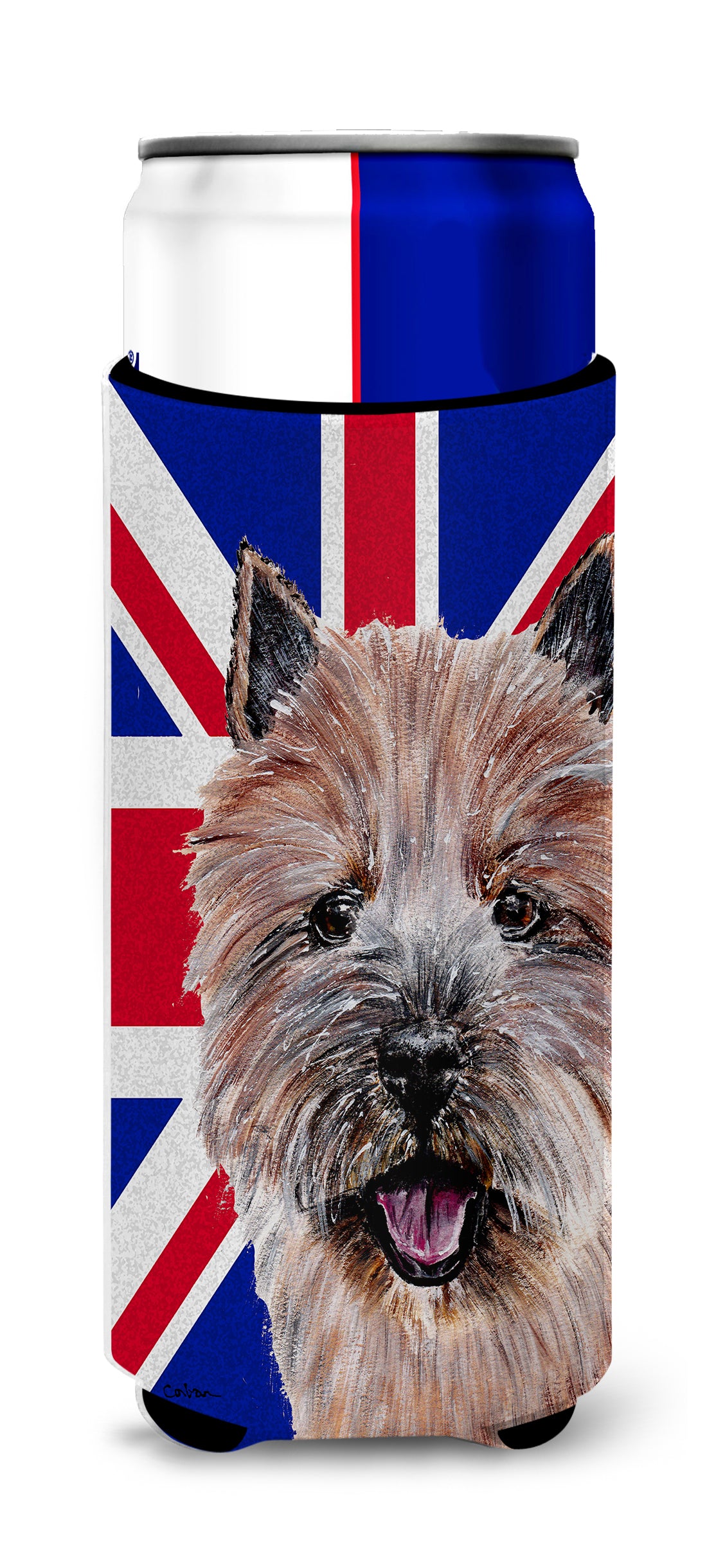 Norwich Terrier with English Union Jack British Flag Ultra Beverage Insulators for slim cans SC9877MUK.