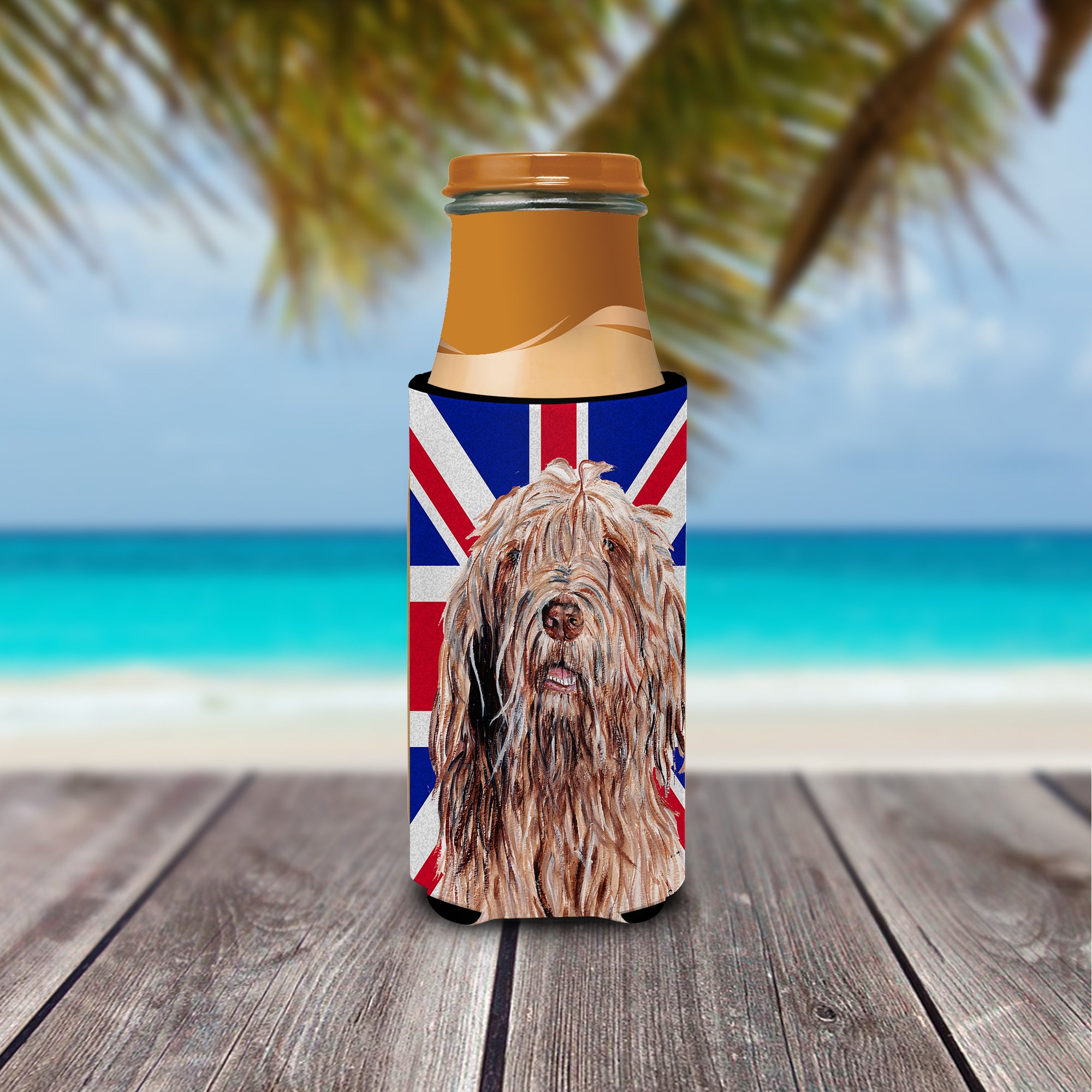 Otterhound with English Union Jack British Flag Ultra Beverage Insulators for slim cans SC9878MUK.